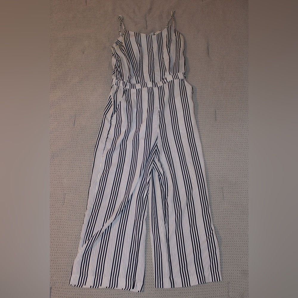 Black and White Striped Pants Romper